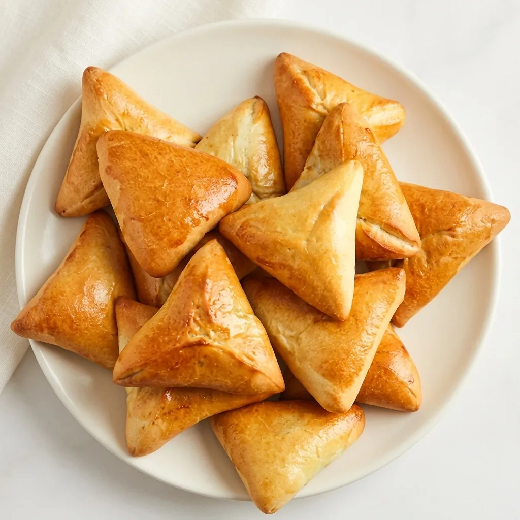 Golden oven-baked fatayer pastry at Baladna Restaurant and Bakery in Northeast Calgary
